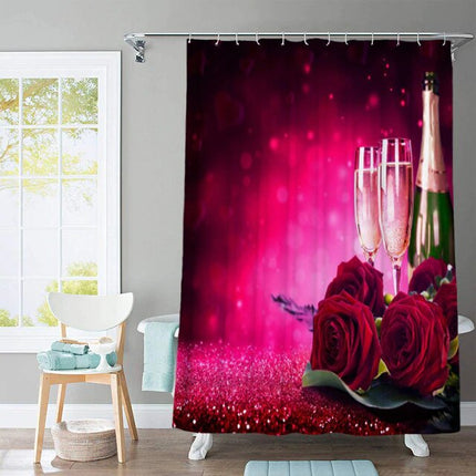 3D duschdraperi med rosa rosor