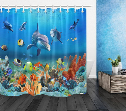 Duschdraperi med marina djur motiv
