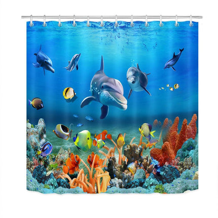 Duschdraperi med marina djur motiv