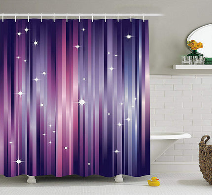 Auberginefärgat duschdraperi med stjärnor