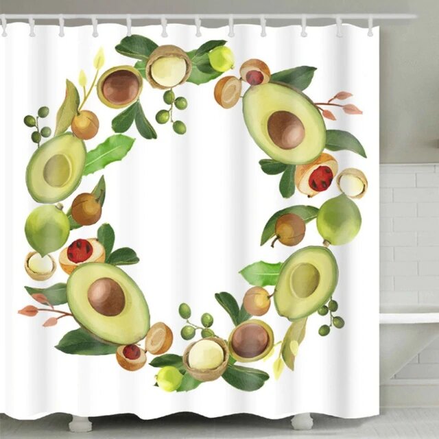 Duschdraperi med mönster av avokado