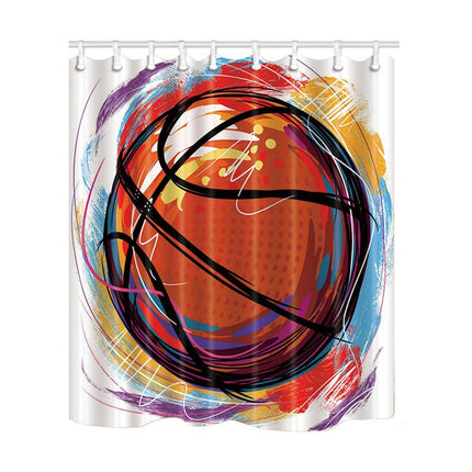 Duschdraperi med abstrakt basketboll motiv