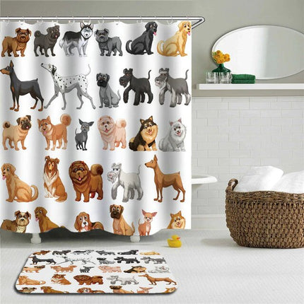Duschdraperi med många olika hundraser