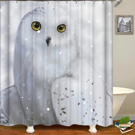 Duschdraperi med motiv av snöuggla