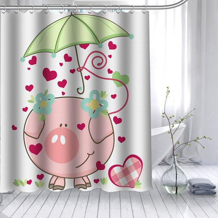 Duschdraperi med söt tecknad gris