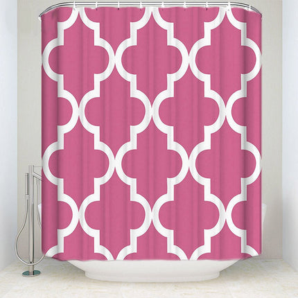 Duschdraperi med rosa geometriskt mönster