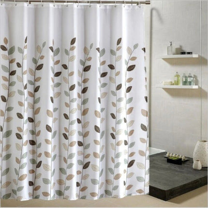 Vattentätt duschdraperi med botaniskt lövmönster