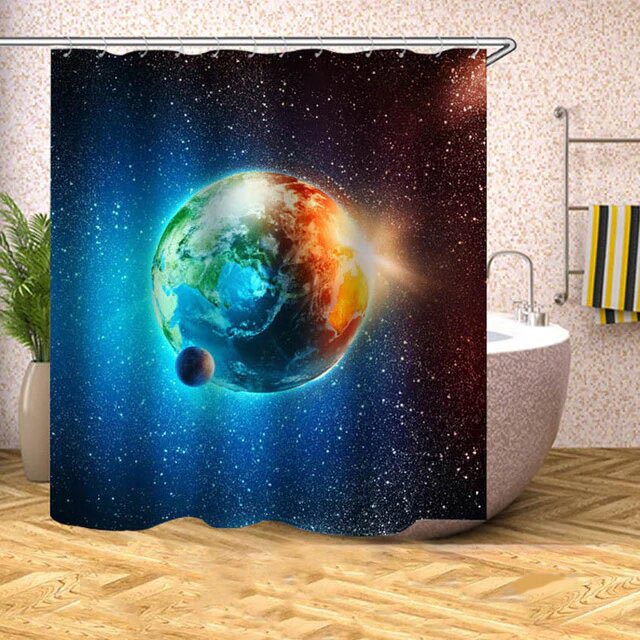 Duschdraperi med rymdmotiv och planeter