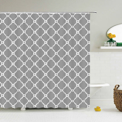 Geometriskt duschdraperi med grått fyrpassmönster