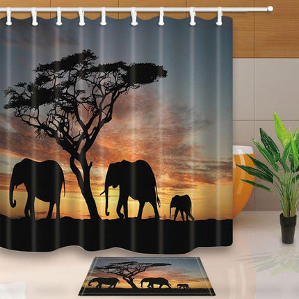 Duschdraperi med safari-motiv och elefanter