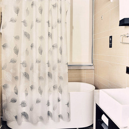 Duschdraperi med lövmönster i skandinavisk stil