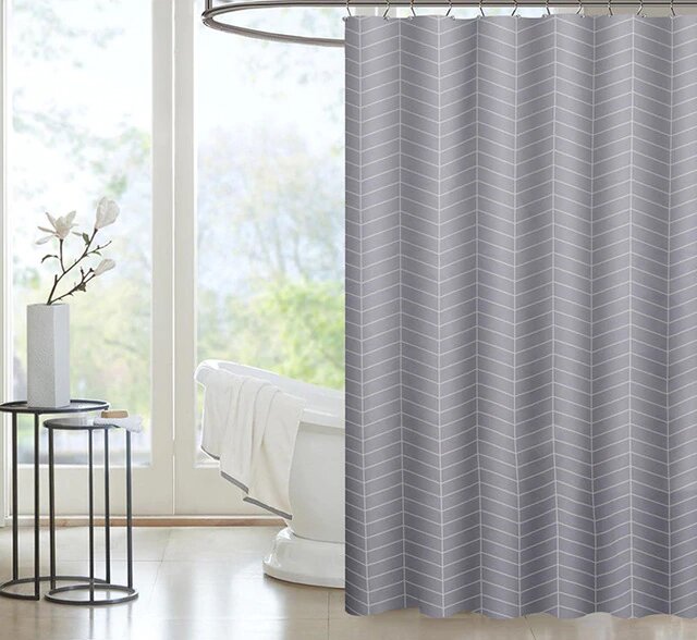 Mögelavvisande duschdraperi i fiskbensmönster