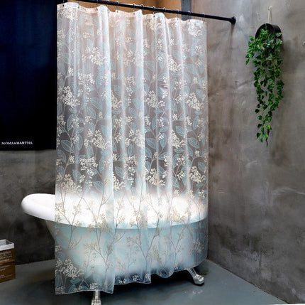 Transparent PVC duschdraperi med blommor