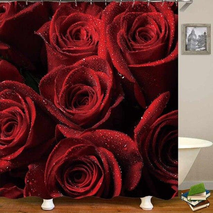 Duschdraperi med 3D-motiv av rosor