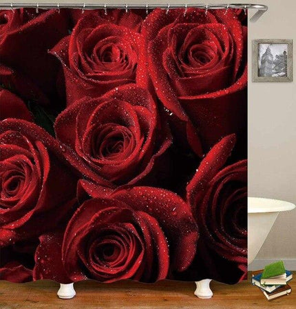 Duschdraperi med 3D-motiv av rosor