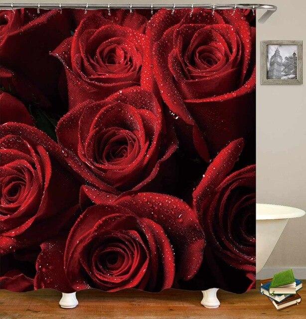 Duschdraperi med 3D-motiv av rosor