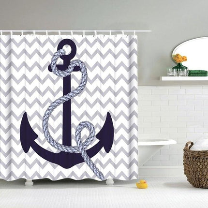 Marint duschdraperi med ankare