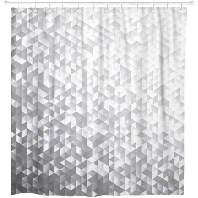 Geometriskt duschdraperi i silverfärger
