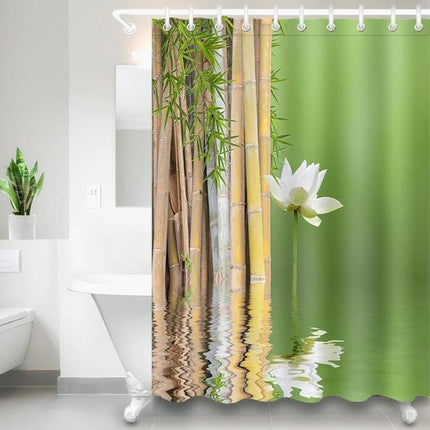 Duschdraperi med motiv av bambu