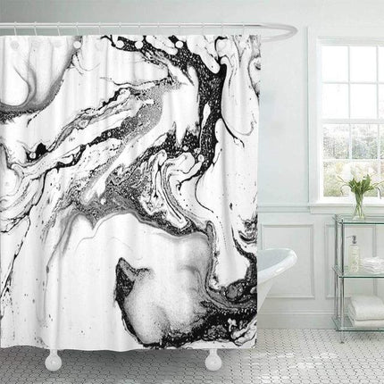 Duschdraperi med abstrakt svartvitt mönster