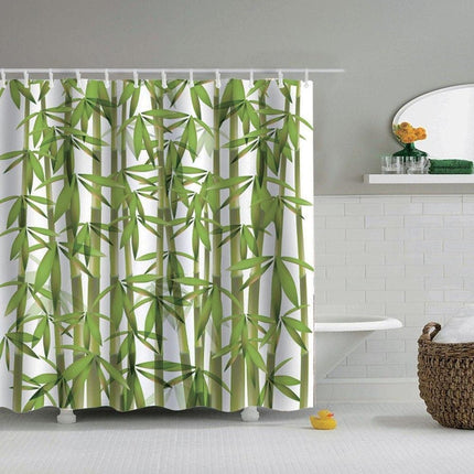 Transparent duschdraperi med bambumotiv