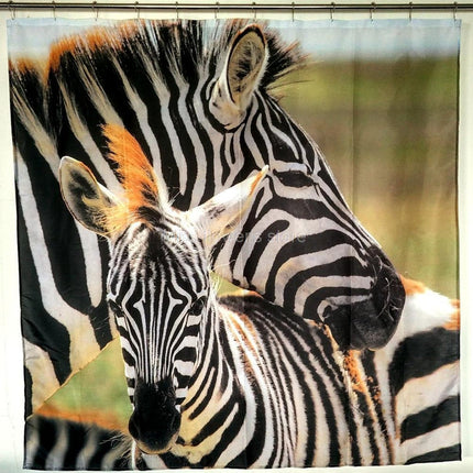 Duschdraperi med zebra och föl