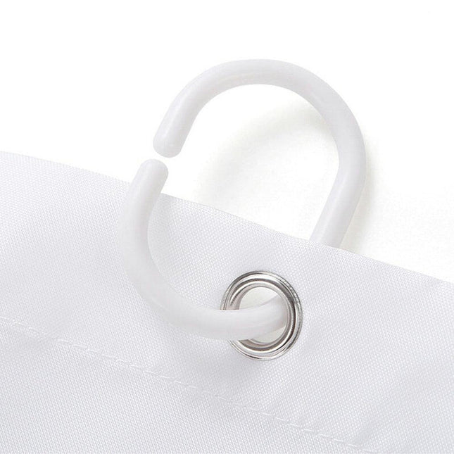 Duschdraperi med lantligt stugmotiv