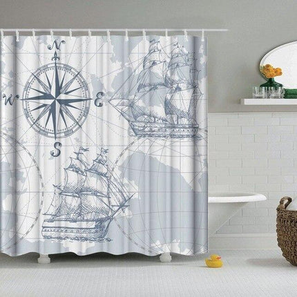 Duschdraperi med Vintage Sjökort Motiv