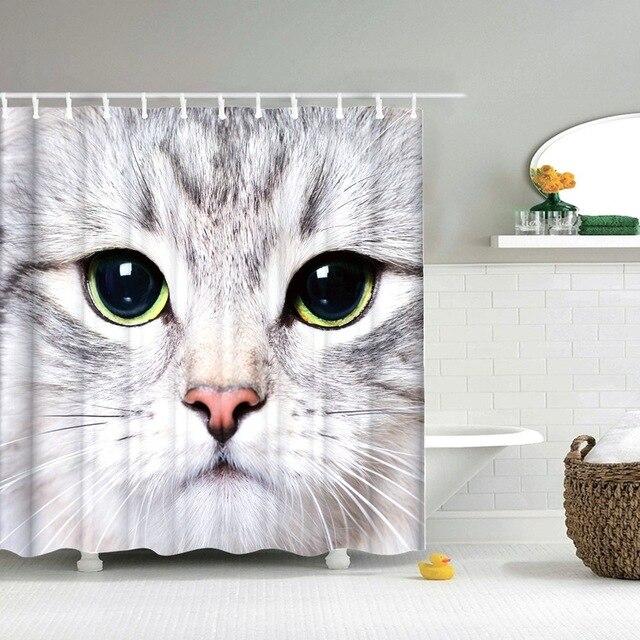 Duschdraperi med Ansikte av Vit Katt