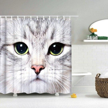 Duschdraperi med Ansikte av Vit Katt