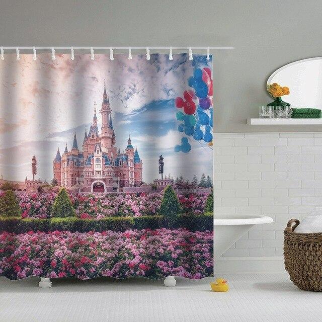 Duschdraperi med sagoslott och ballonger