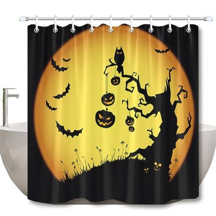 Duschdraperi med halloween-motiv och fladdermöss