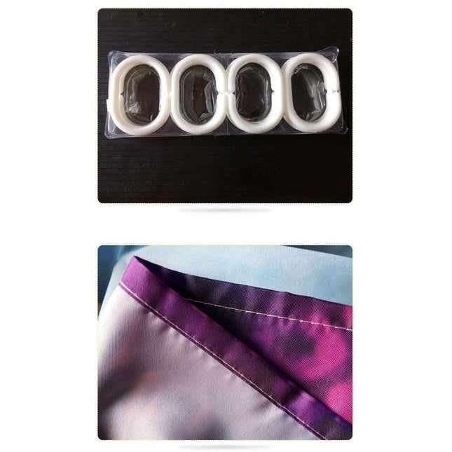 Duschdraperi med sagomotiv och älva