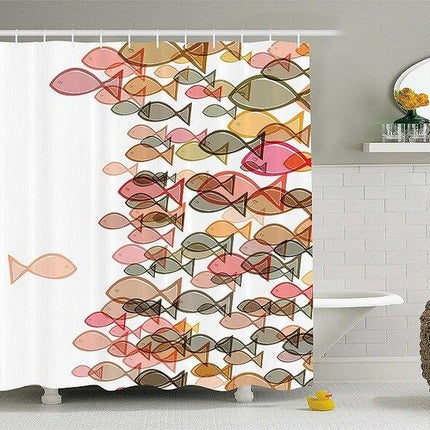 Korallfärgat duschdraperi med fiskar