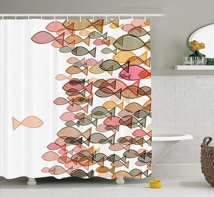 Korallfärgat duschdraperi med fiskar