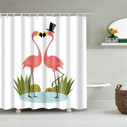 Duschdraperi med ett flamingo par
