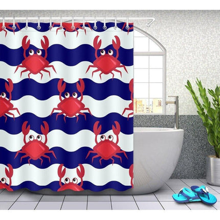 Marint duschdraperi med tecknade krabbor