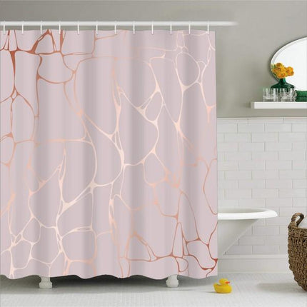 Duschdraperi med kopparfärgat marmormönster
