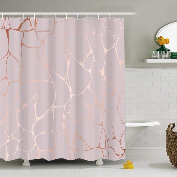 Duschdraperi med kopparfärgat marmormönster