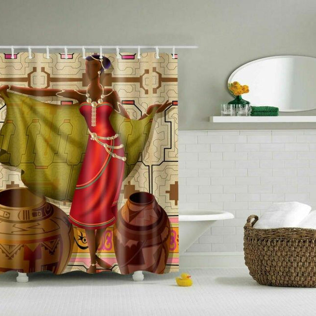 Duschdraperi med abstrakt afrikansk design