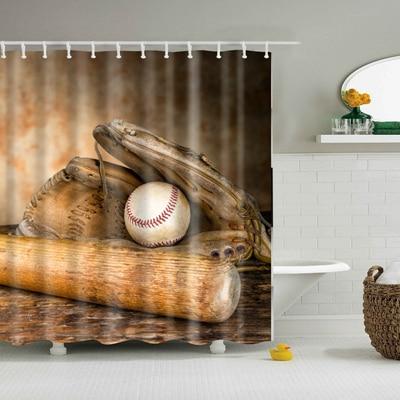 Duschdraperi med vintage baseboll motiv