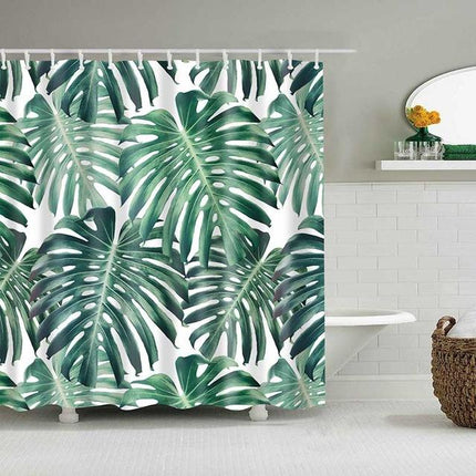 Exotiskt duschdraperi med monstera blad