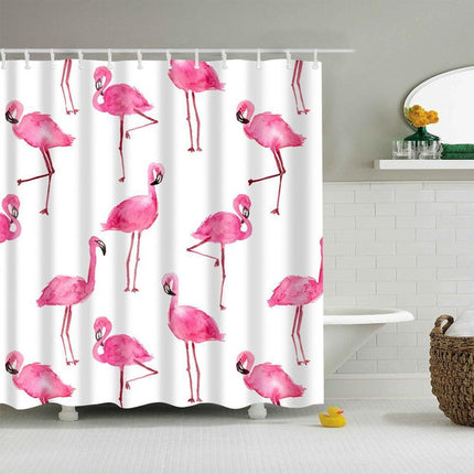 Duschdraperi med mönster av flamingos