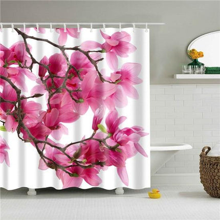 Blommigt duschdraperi med vacker magnolia