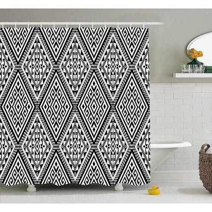 Duschdraperi med geometriskt aztekmönster