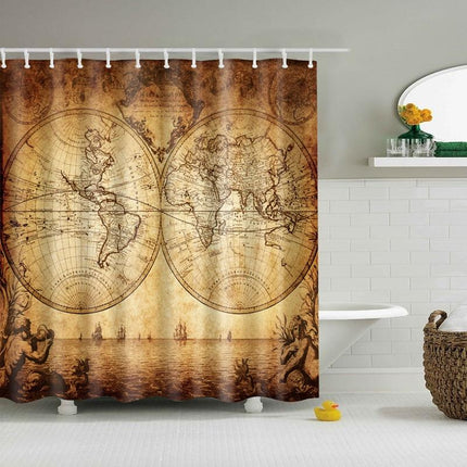 Duschdraperi med vintage världskarta design