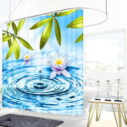 Duschdraperi med näckros och vattendroppe