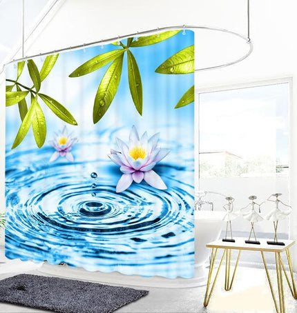 Duschdraperi med näckros och vattendroppe