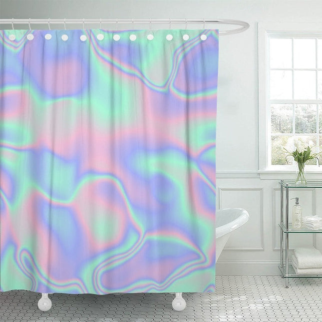 Holografiskt och iriserande duschdraperi