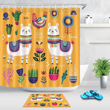 Färgglatt duschdraperi med lamor för barn